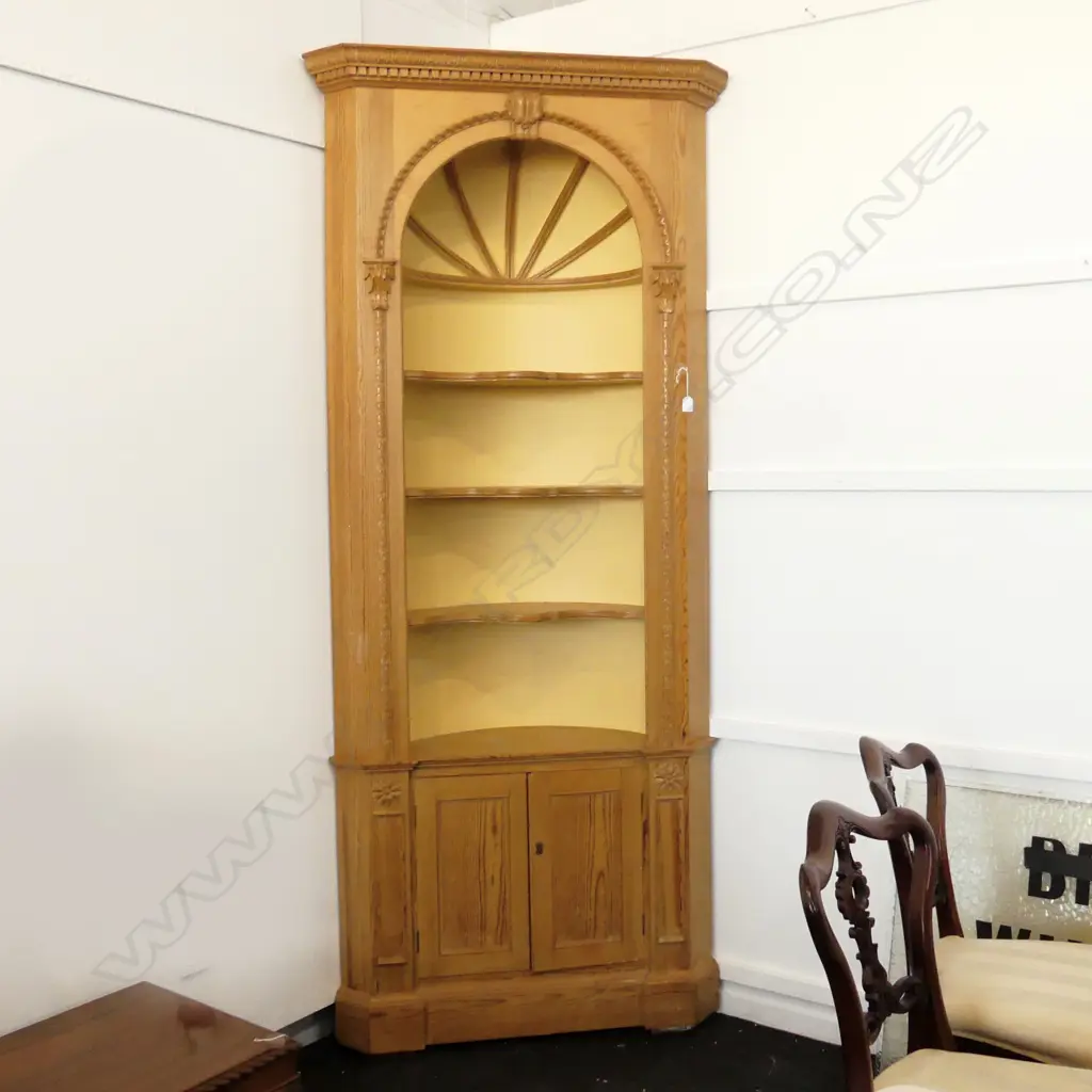 CARVED PINE CORNER GEORGIAN STYLE CABINET H2M300MM Image 1++
