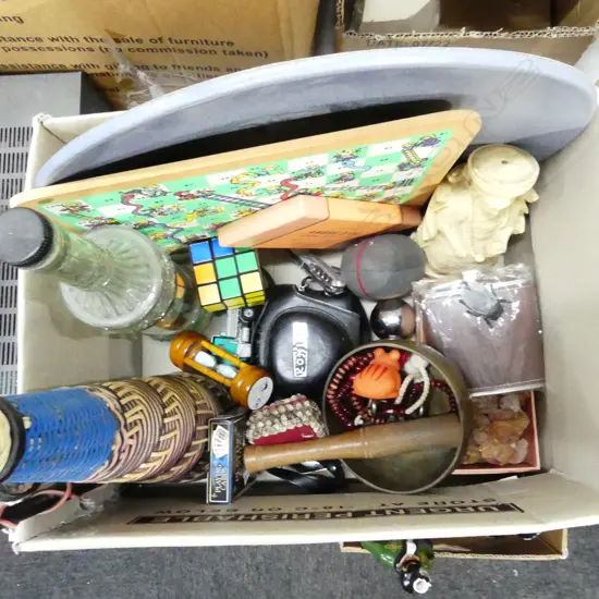 BOX LOT FRANKINCENSE, RESIN CHINESE FIGURE, CERAMIC CHARGER 390mm dia ETC