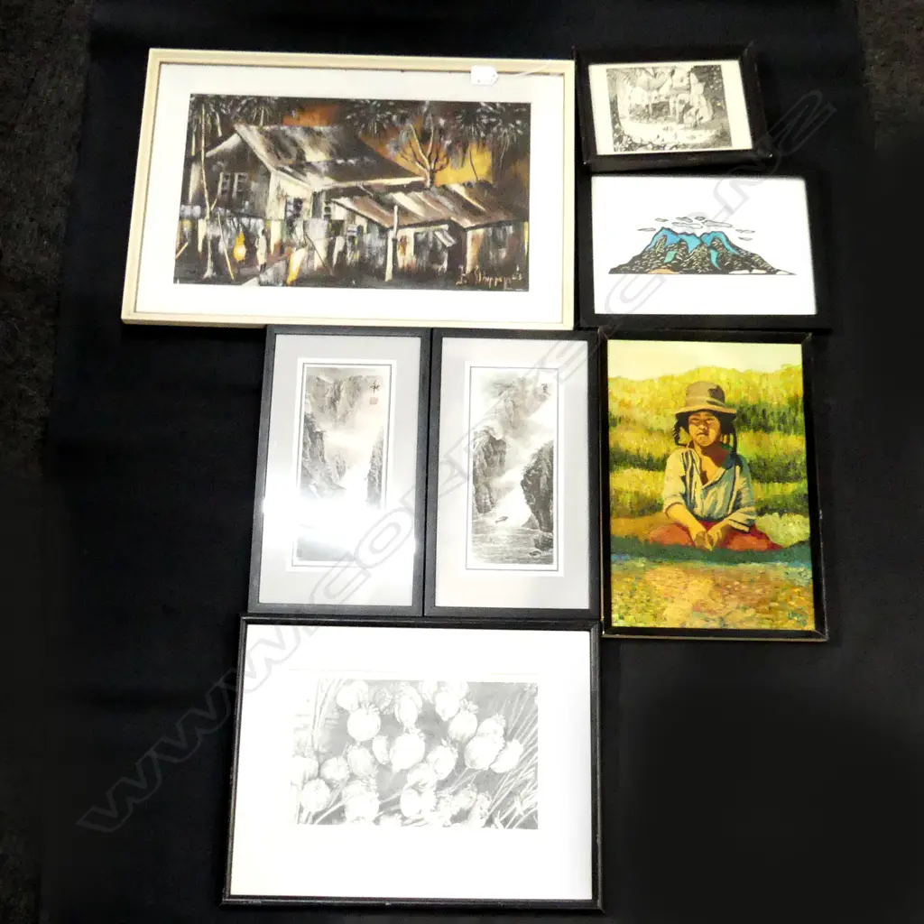 ASST ART INCLUDING ACRYLIC 1966 + OIL ON BOARD + REI HANON + OTHER Image 1++