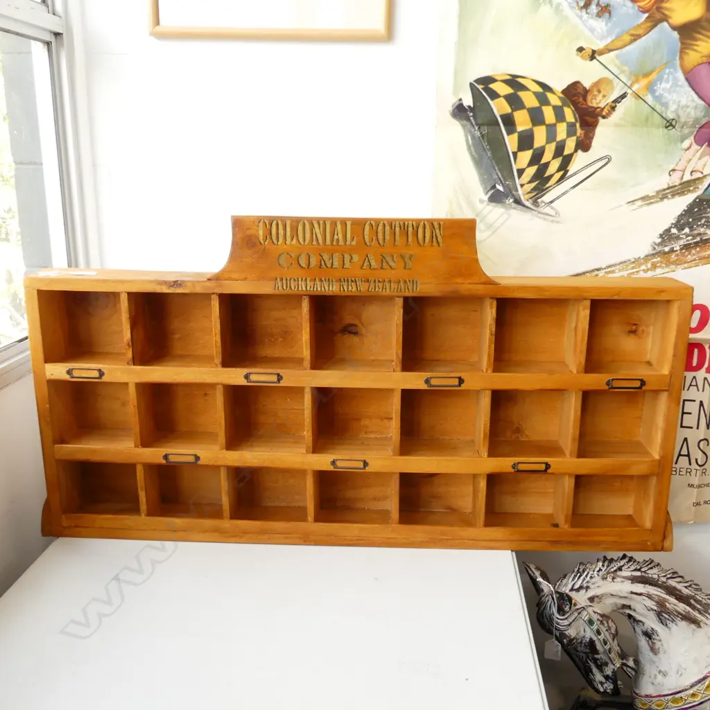 PIGEON HOLE CABINET 'COLONIAL COTTON COMPANY' W.1020mm Image 1++