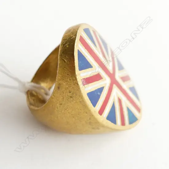 LG BRASS & ENAMEL UNION JACK RING (COSTUME) 