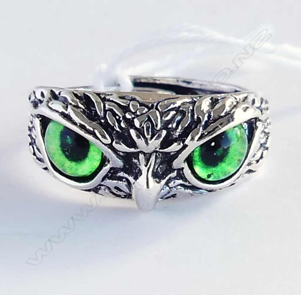 UNUSUAL 925 SILVER 'STARRY EYES' OWL  ADJUSTABLE COSTUME JEWELLERY RING Image 1++