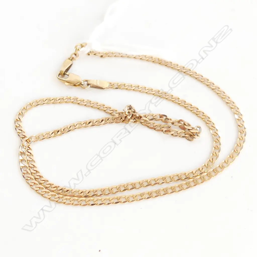 9CT FLAT LINK NECK CHAIN L.400mm. 3.5gms Image 1++