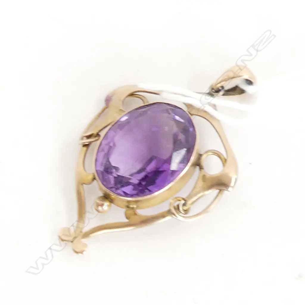 9CT EDWARDIAN AMETHYST PENDANT 6.7 GRAMS Image 1++