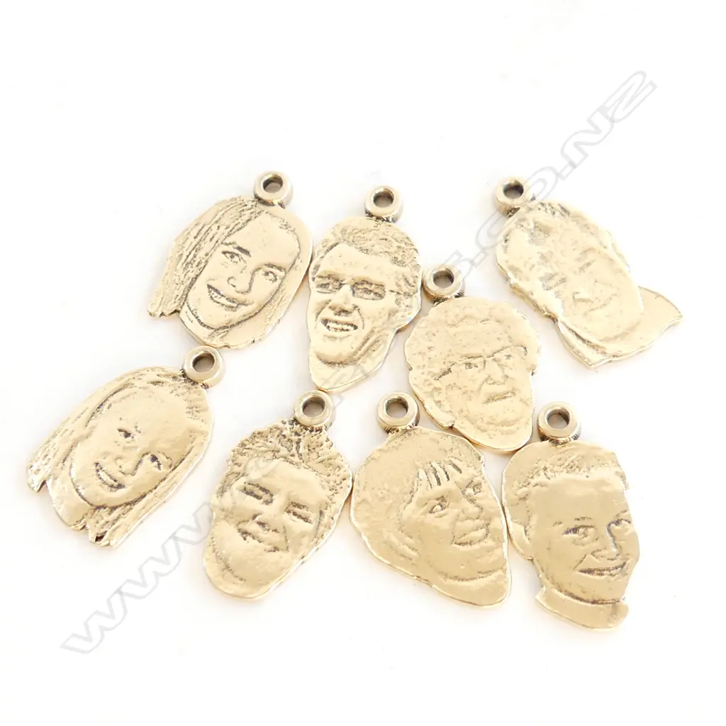 8x  9ct GOLD PORTRAIT CHARMS 19.5gms ea 1 different Image 1++