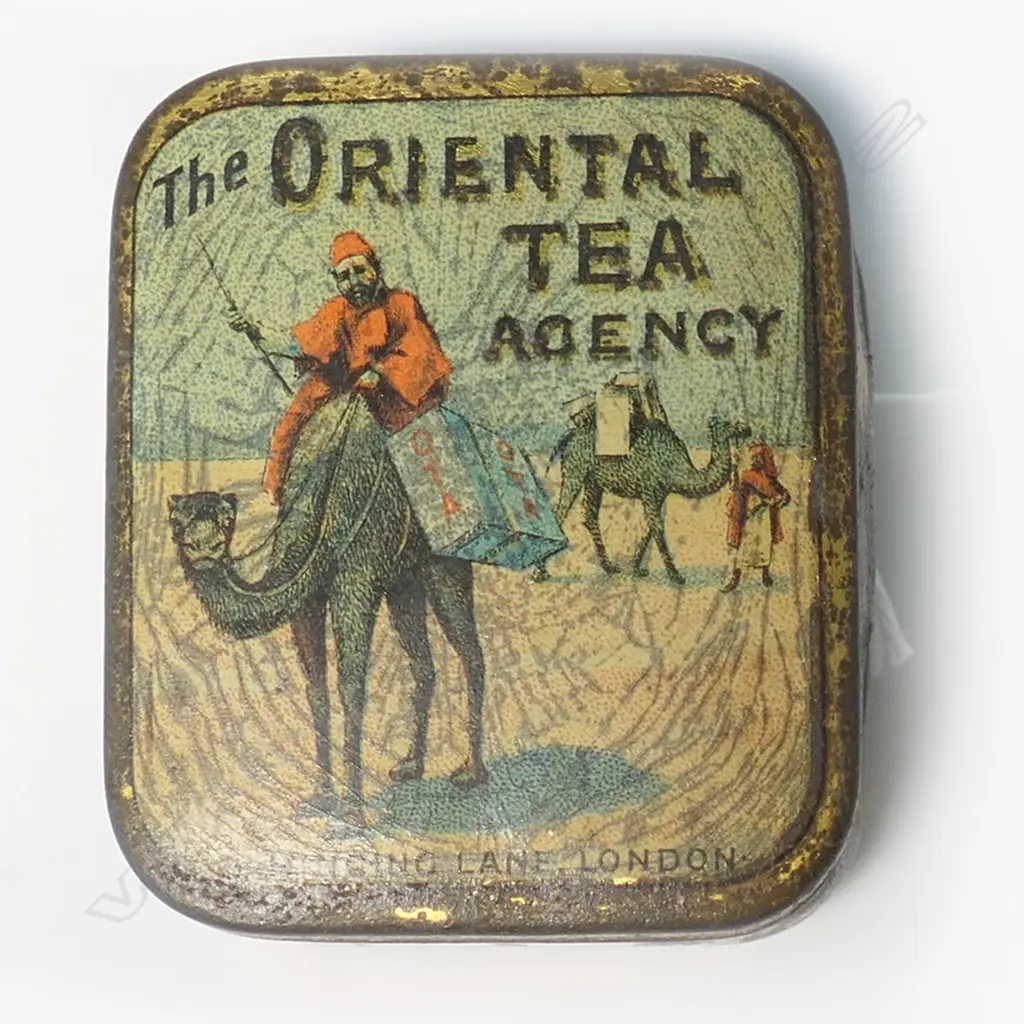  ORIENTAL TEA TIN WITH SCARAB BEETLES Image 1++