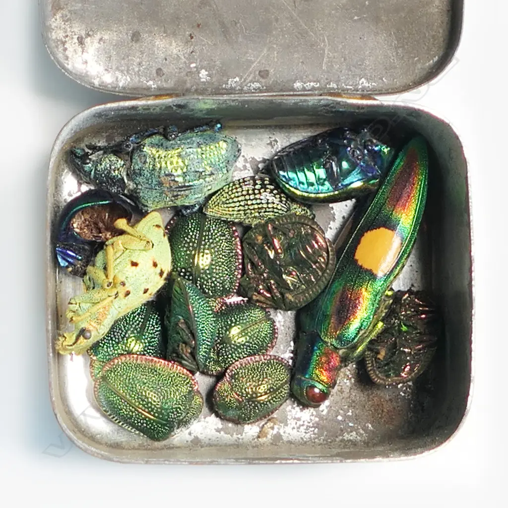  ORIENTAL TEA TIN WITH SCARAB BEETLES Image 1++