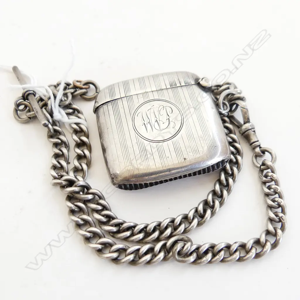 S/SILVER VESTA BOX ON S/SILVER ALBERT 44grms Image 1++