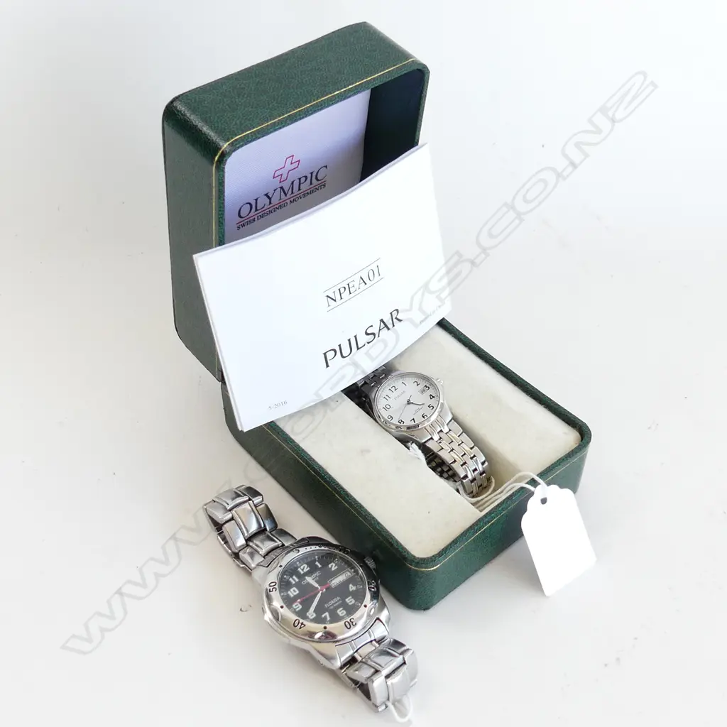 OLYMPIC FLORIDA GENTS DIVE WATCH & LADIES PULSAR WRIST WATCH Image 1++