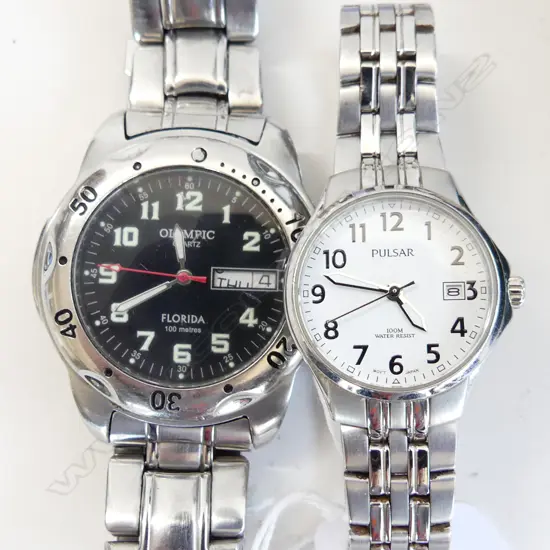OLYMPIC FLORIDA GENTS DIVE WATCH & LADIES PULSAR WRIST WATCH