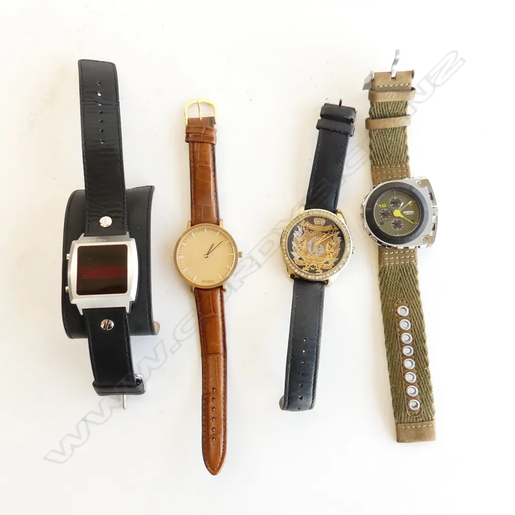 4 DESIGNER WATCHES; TED BAKER DIGITAL, DIESEL, TMBR & GUESS - ALL WORKING Image 1++