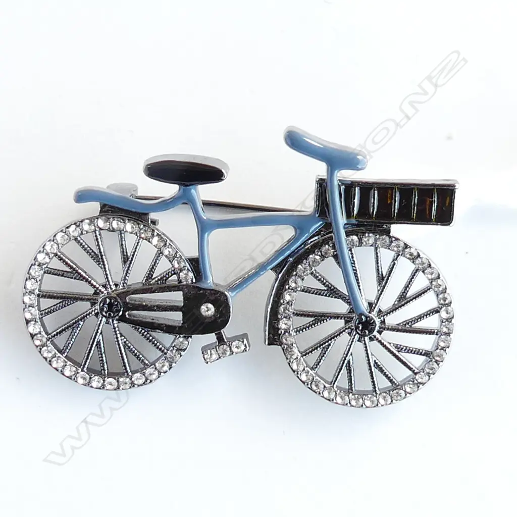 ENAMEL & CRYSTAL BICYCLE BROOCH  Image 1++