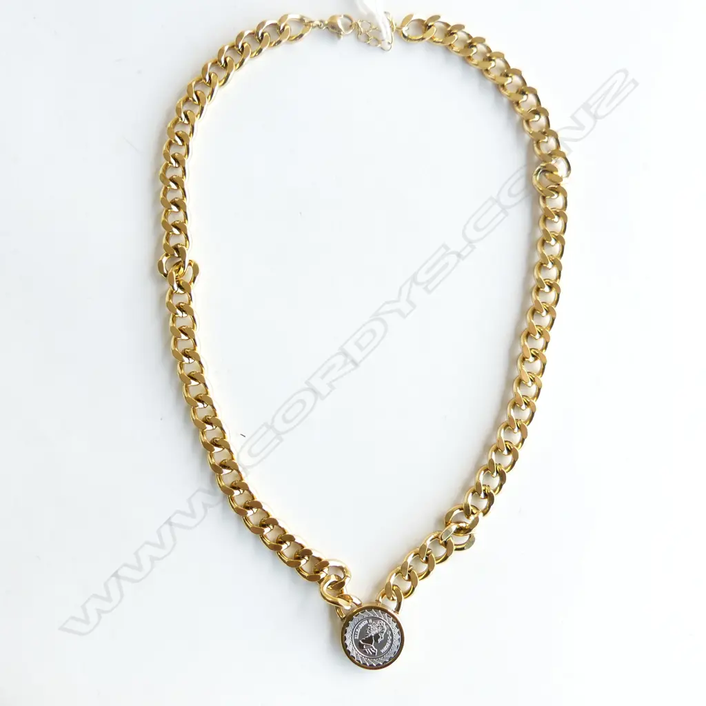 HEAVY QUALITY GOLD PLATED CHAIN WITH COIN Image 1++