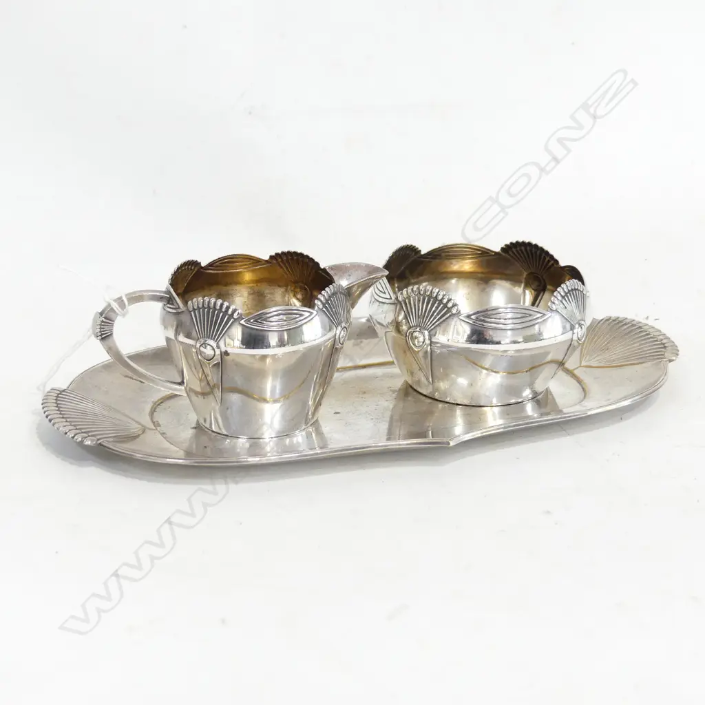 WMF GERMAN ART DECO CREAMER AND SUGAR BOWL H. 60mm Image 1++