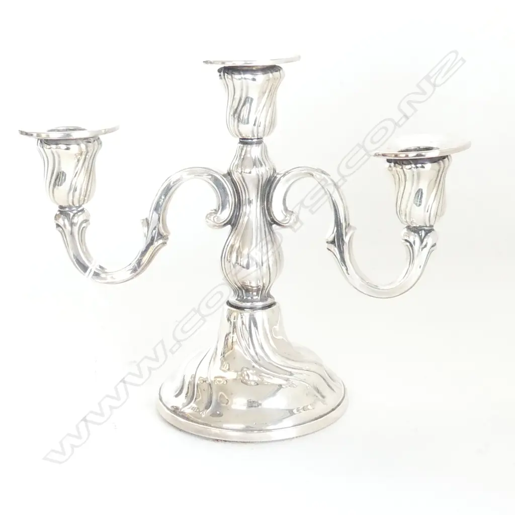 3-ARM ALPACCA SILVER CANDELABRA  H. 210, W 250mm Image 1++