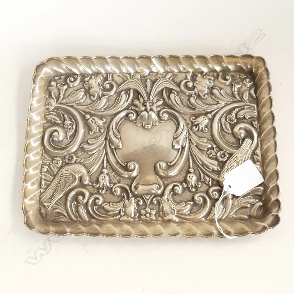 STG SILVER EMBOSSED TRAY, B'HAM 1903 180x230mm 151 GRAMS Image 1++