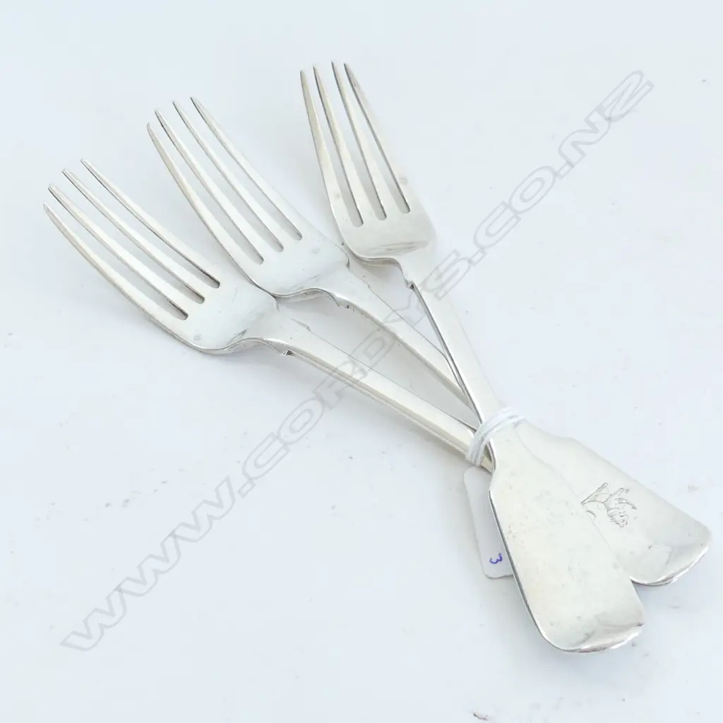 3 S/SILVER TABLE FORKS 2GEO 1 VICT 218grms Image 1++