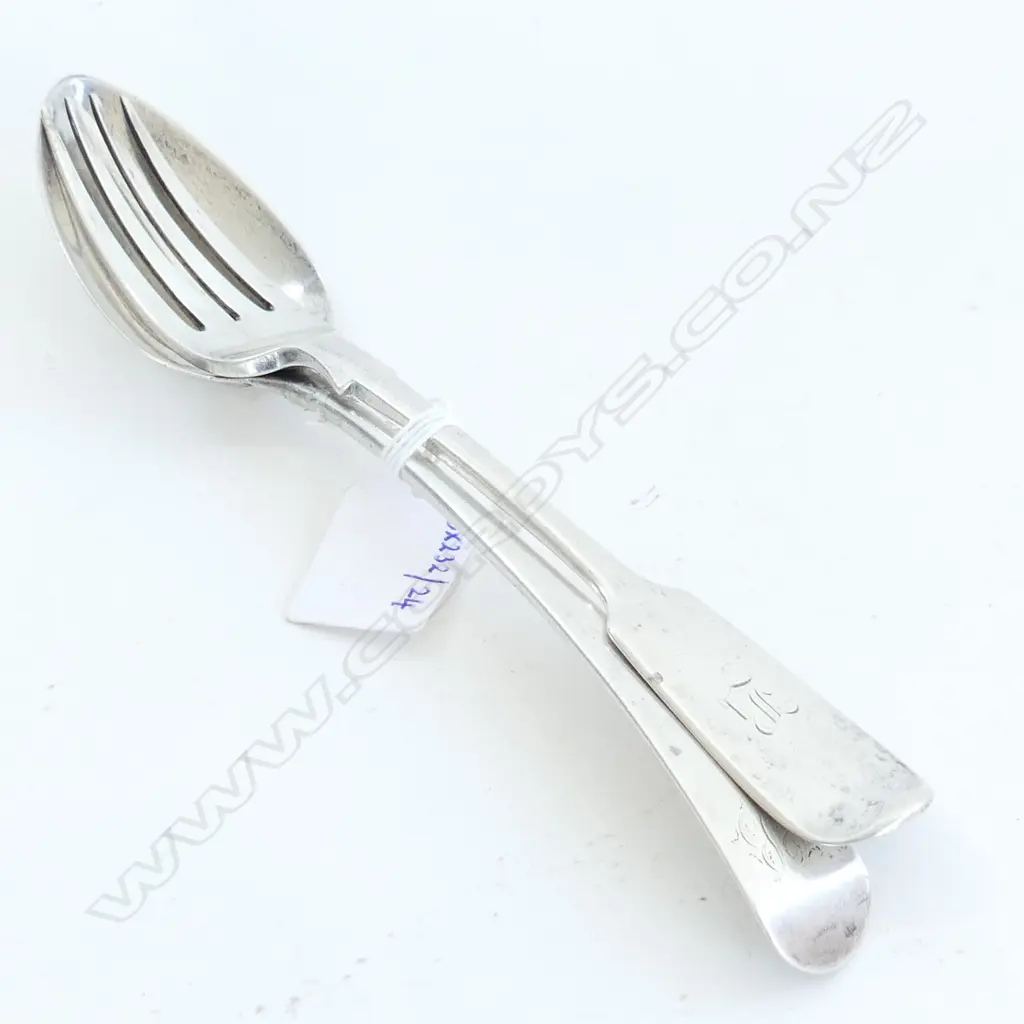 GEO S/SILVER TABLE SPOON & VICT S/SILVER TABLE FORK 151grms Image 1++