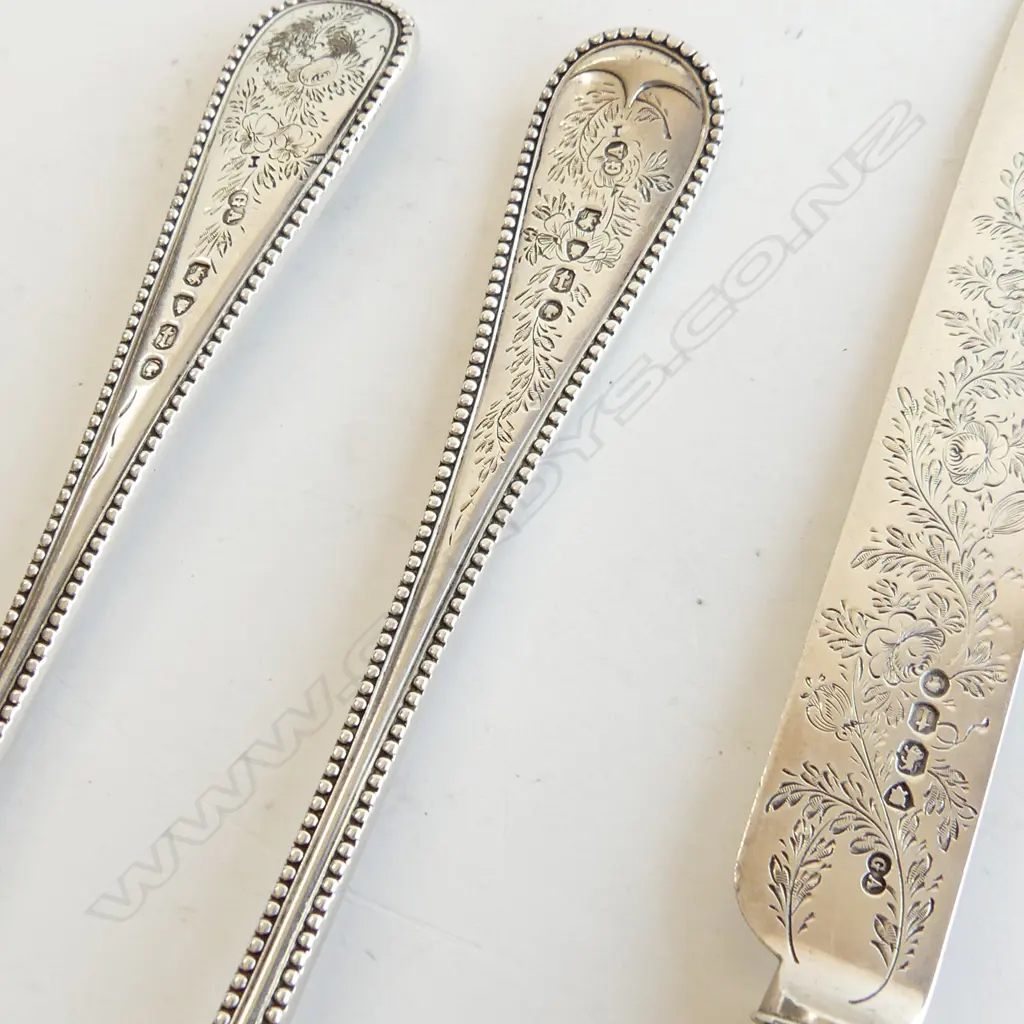 3 PCE VICT. SILVER SET: spoon knife fork. L.1874.  Image 1++
