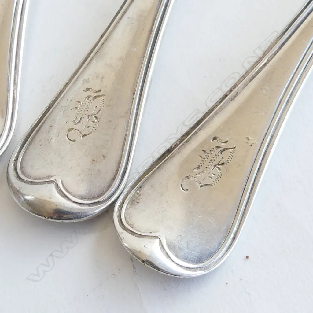 6 STG SILVER FIDDLE THREAD PATTERN ENTREE FORKS, C1842-44, 348 GMS Image 1++