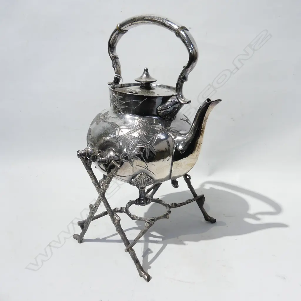 HEAVY SILVER PLATE SPIRIT KETTLE H. 310mm no burner Image 1++