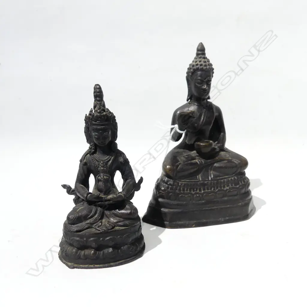 TWO SMALL BRONZE BUDDHA TALLEST H180MM Image 1++