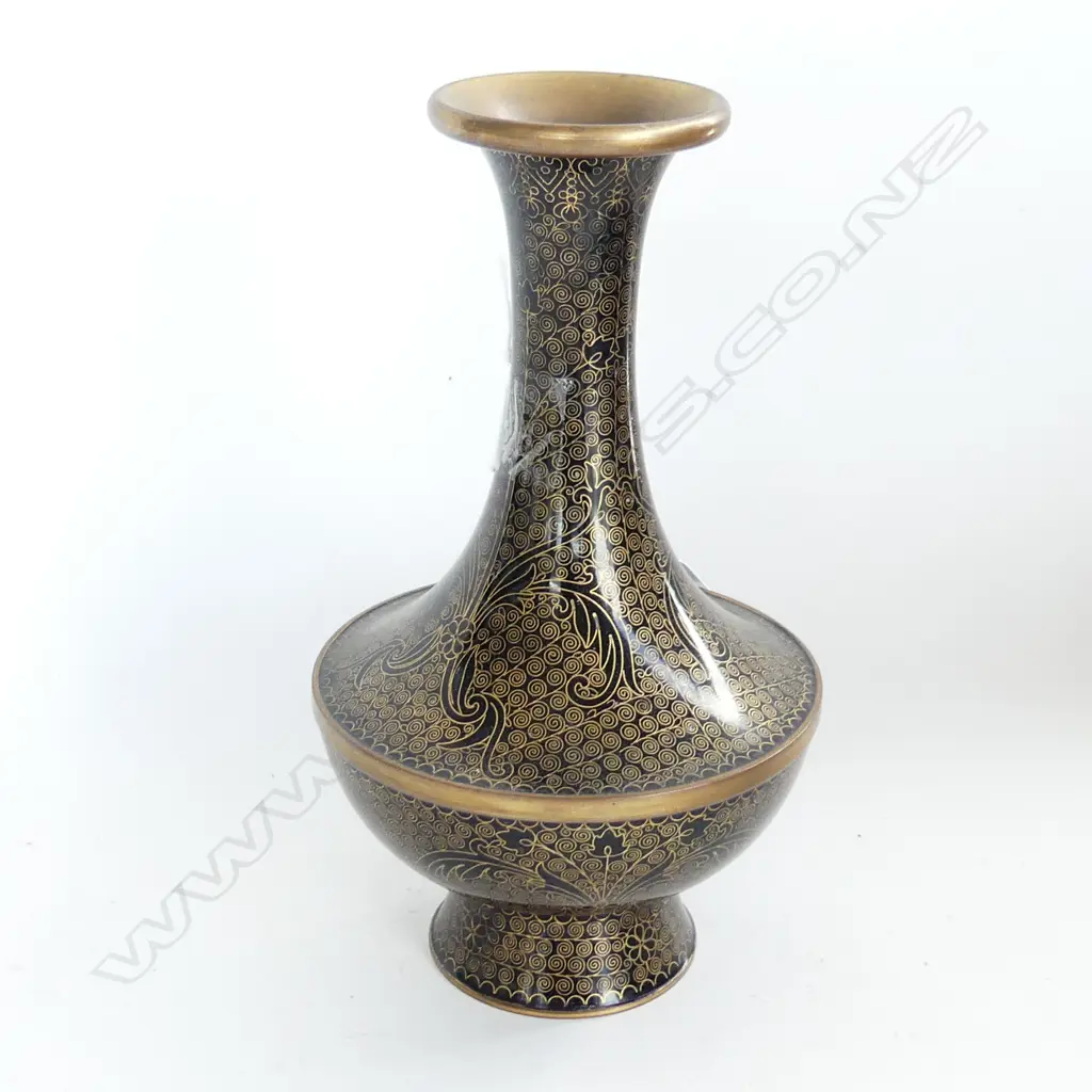 BLACK CLOISONNE VASE H.200mm Image 1++