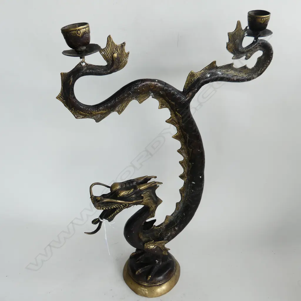 BRONZE DRAGON DOUBLE CANDLESTICK H.580mm Image 1++