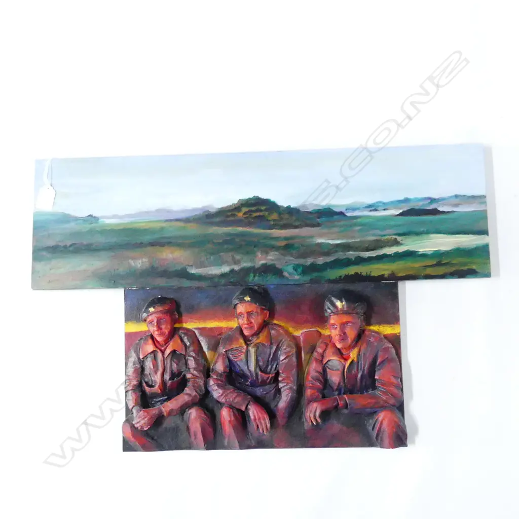 PHILL ROOKE (NZ b.1944) 'INTERNATIONALISTS' POLYCHROME WOOD RELIEF, 2010 430x665mm Image 1++