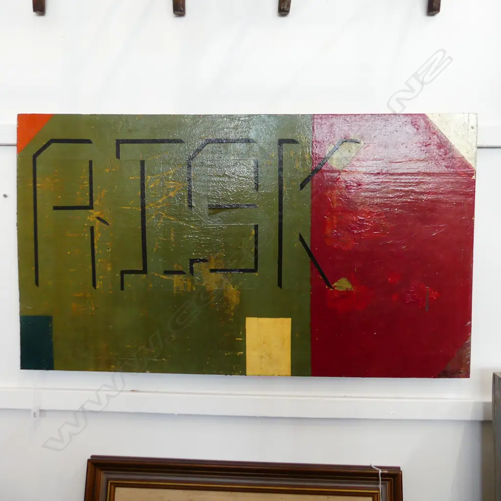 ARTIST UNKNOWN ACYRLIC ON BOARD TITLED RISK  1000 X 570 MM Image 1++