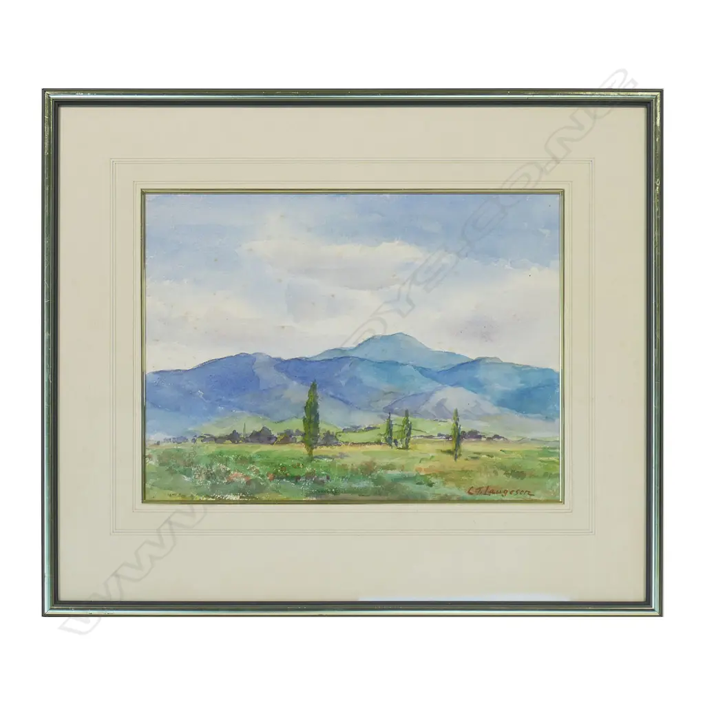 CARL LAUGESEN (NZ 1900-1987), NZ LANDSCAPE, WATERCOLOUR, SIGNED, 265 x 365mm Image 1++