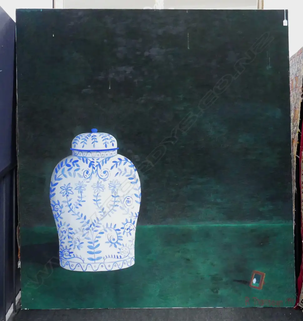 R. THOMPSON, LG  (B/W GINGER JAR) OIL IN CANVAS 1991 1825x1675mm Image 1++