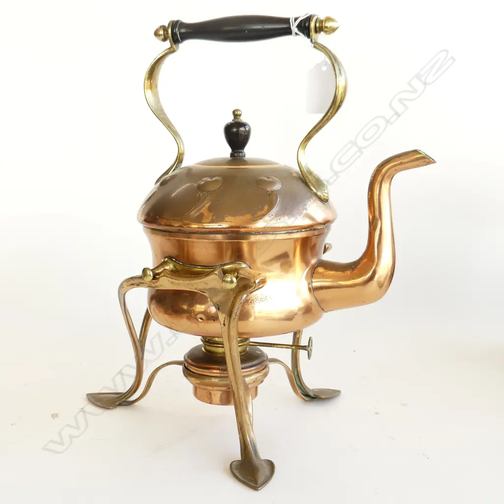 ART NOUVEAU COPPER & BRASS SPIRIT KETTLE H.305mm Image 1++