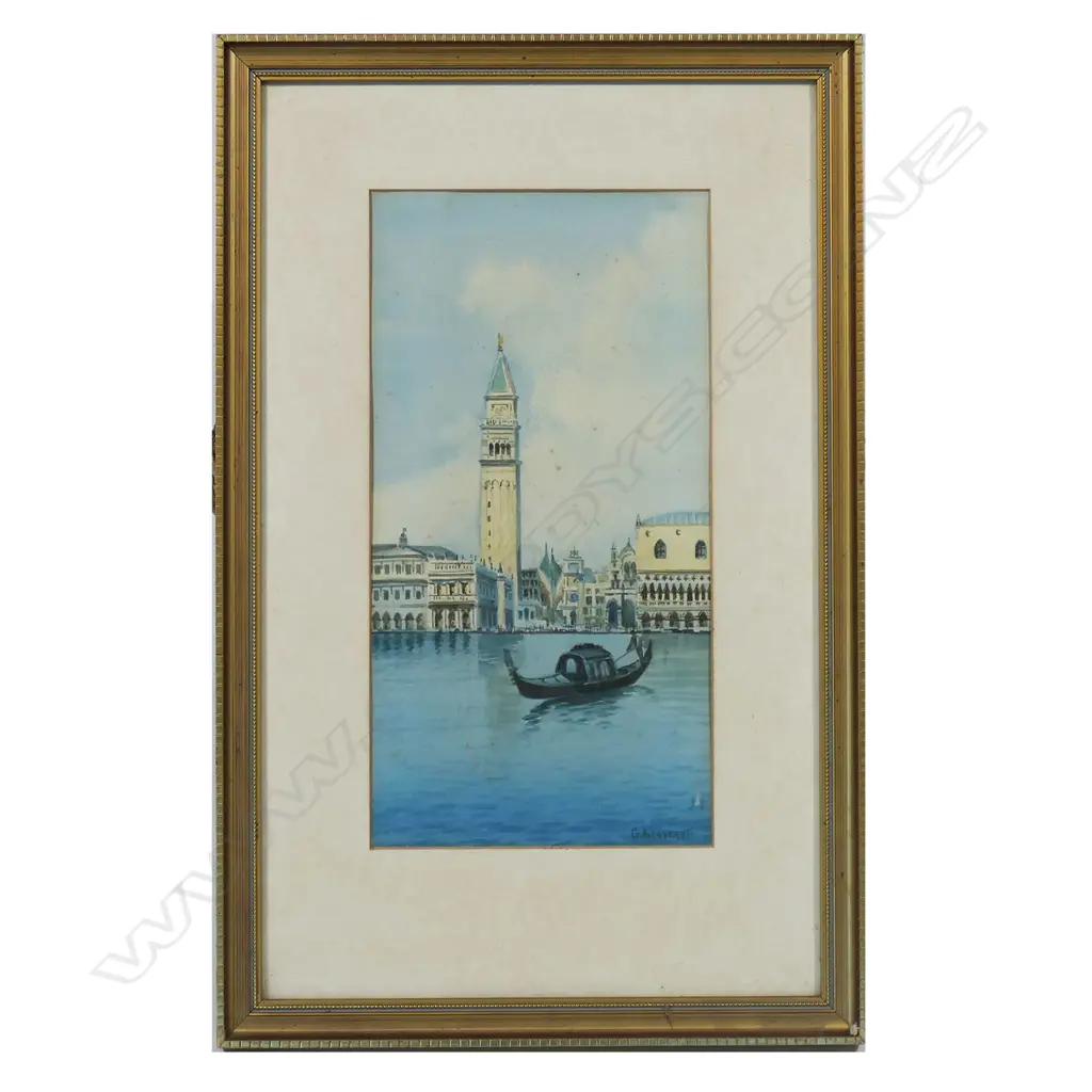 G BENVENUTI, ST MARKS - VENICE, WATERCOLOUR, SIGNED, 310 x 160mm Image 1++