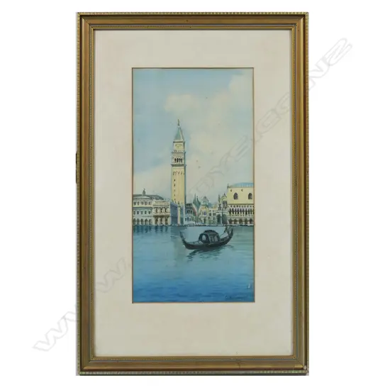G BENVENUTI, ST MARKS - VENICE, WATERCOLOUR, SIGNED, 310 x 160mm