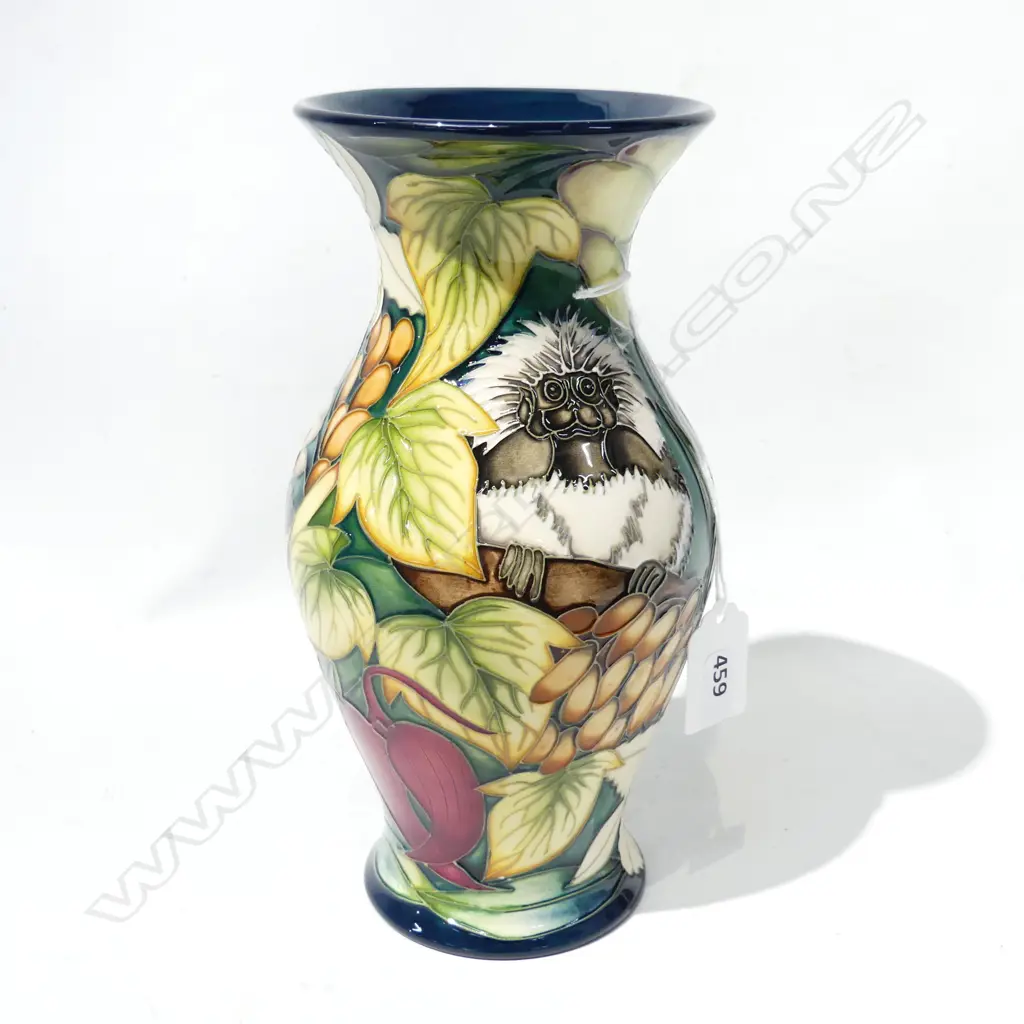 BOXED MOORCROFT VASE  MONKEY PAT 220MM Image 1++