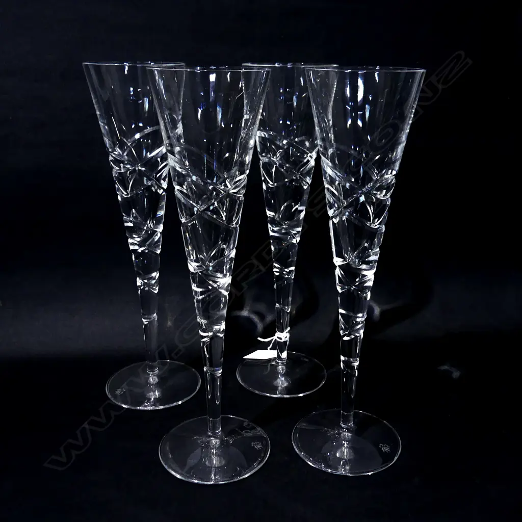 4 ROYAL DOULTON GLASSES CHAMPAGNE FLUTES H.270mm, BOXED Image 1++