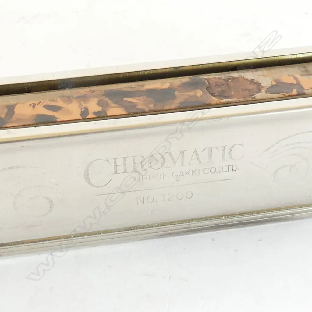 VINTAGE BUTTERFLY CHROMATIC HARMONICA IN ORIGINAL BOX L. 180mm Image 1++