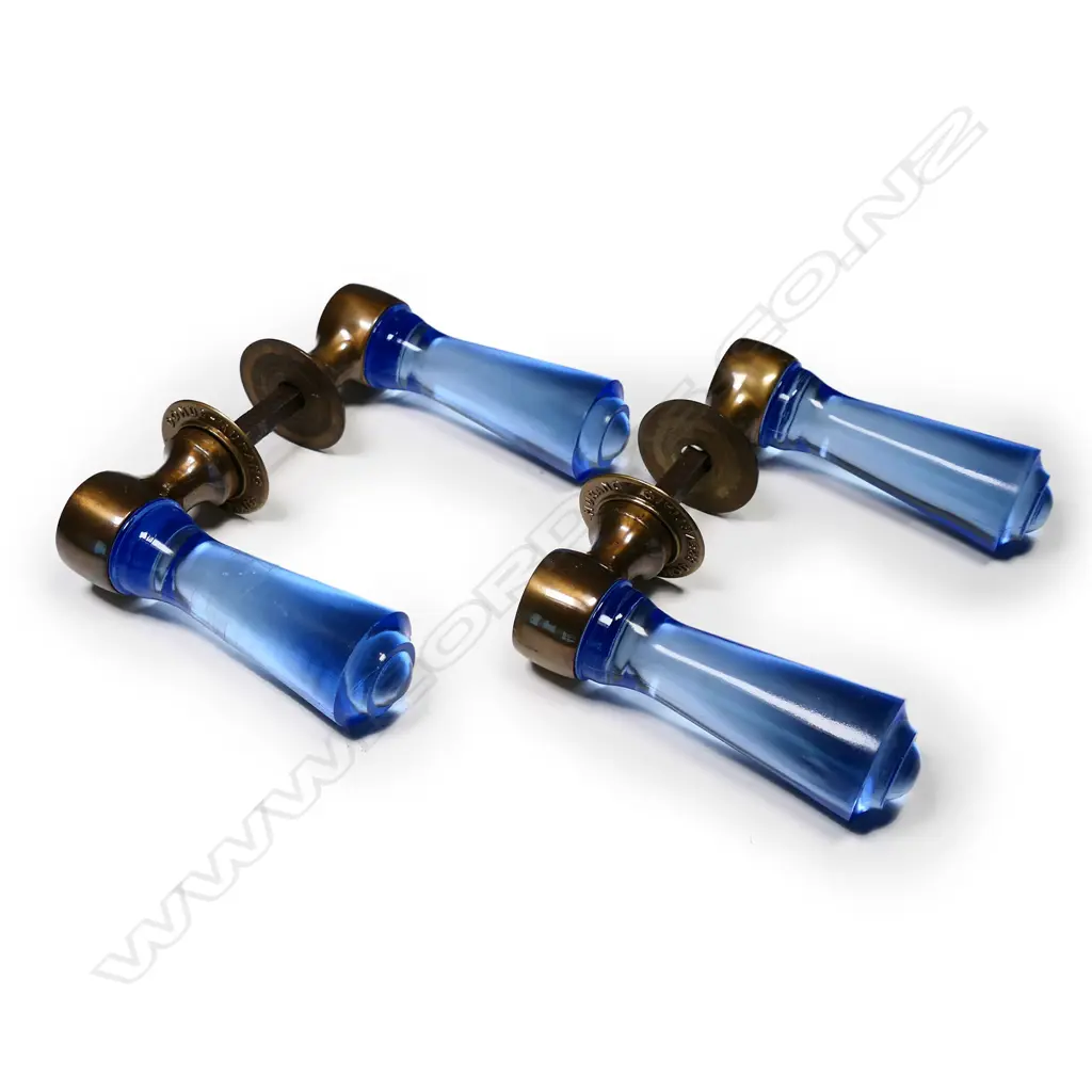 A pair of Murano blue glass door handles, Image 1++