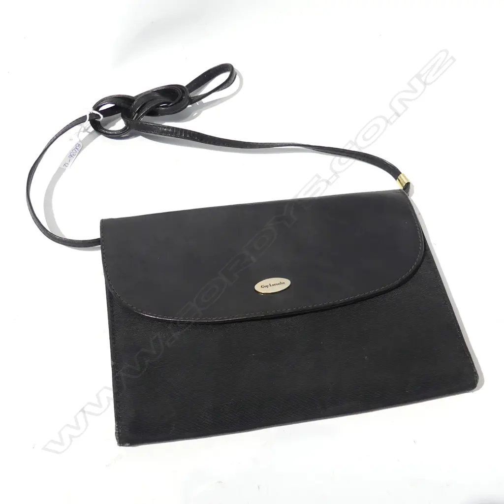 GENUINE GUY LAROCHE VINTAGE BLACK  LEATHER & FABRIC BAG Image 1++