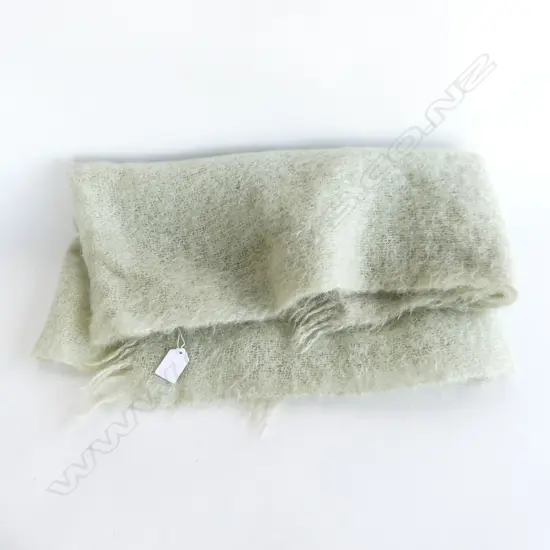 SCOTISH LABLED  PALE GREEN  MOHAIR SHAWL L1M600MM W520MM