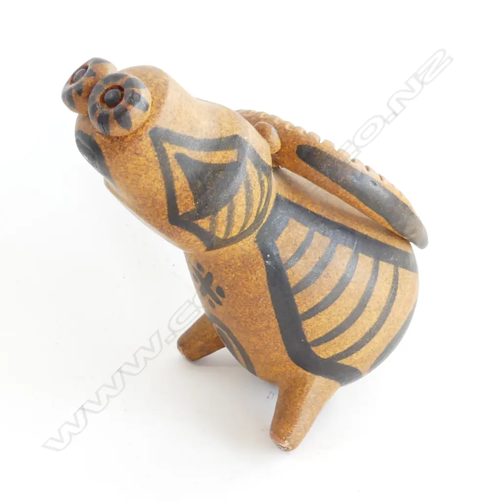 ANNEKE BORREN STUDIO POTTERY HORNED ANIMAL L.210mm Image 1++