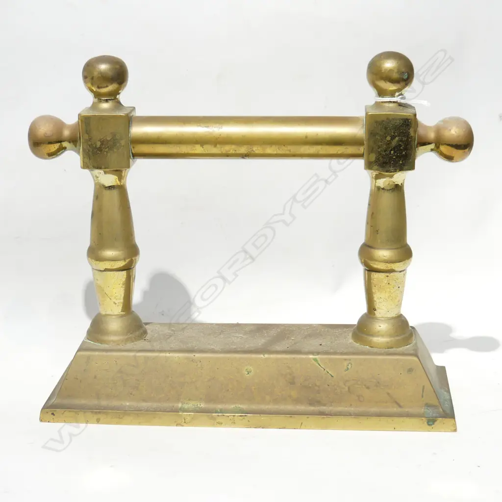 LGE HEAVY SOLID BRASS FIRE DOG/ANDIRON L.325mm Image 1++
