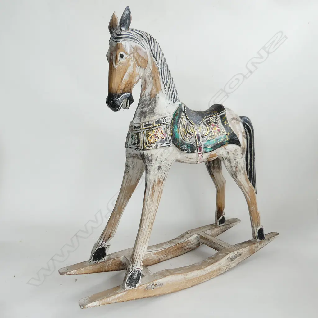 PAINTED WOODEN ROCKING HORSE H.560mm Image 1++