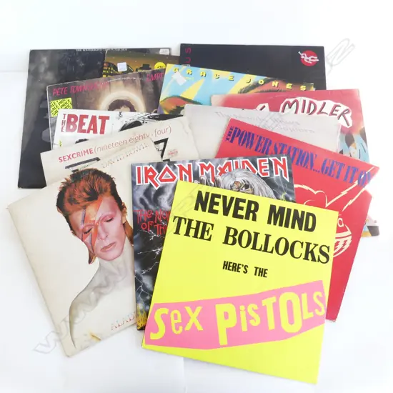 ASST. RECORDS; IRON MAIDEN, SEX PISTOLS, BOWIE, GRACE JONES ETC