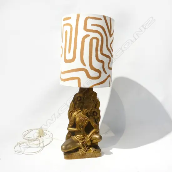 GILDED PLASTER LAMP - INDIAN FIGURE H590MM