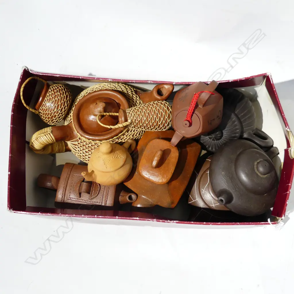 8 ASST. YIXING WARE TEAPOTS + 2 VESSELS Image 1++