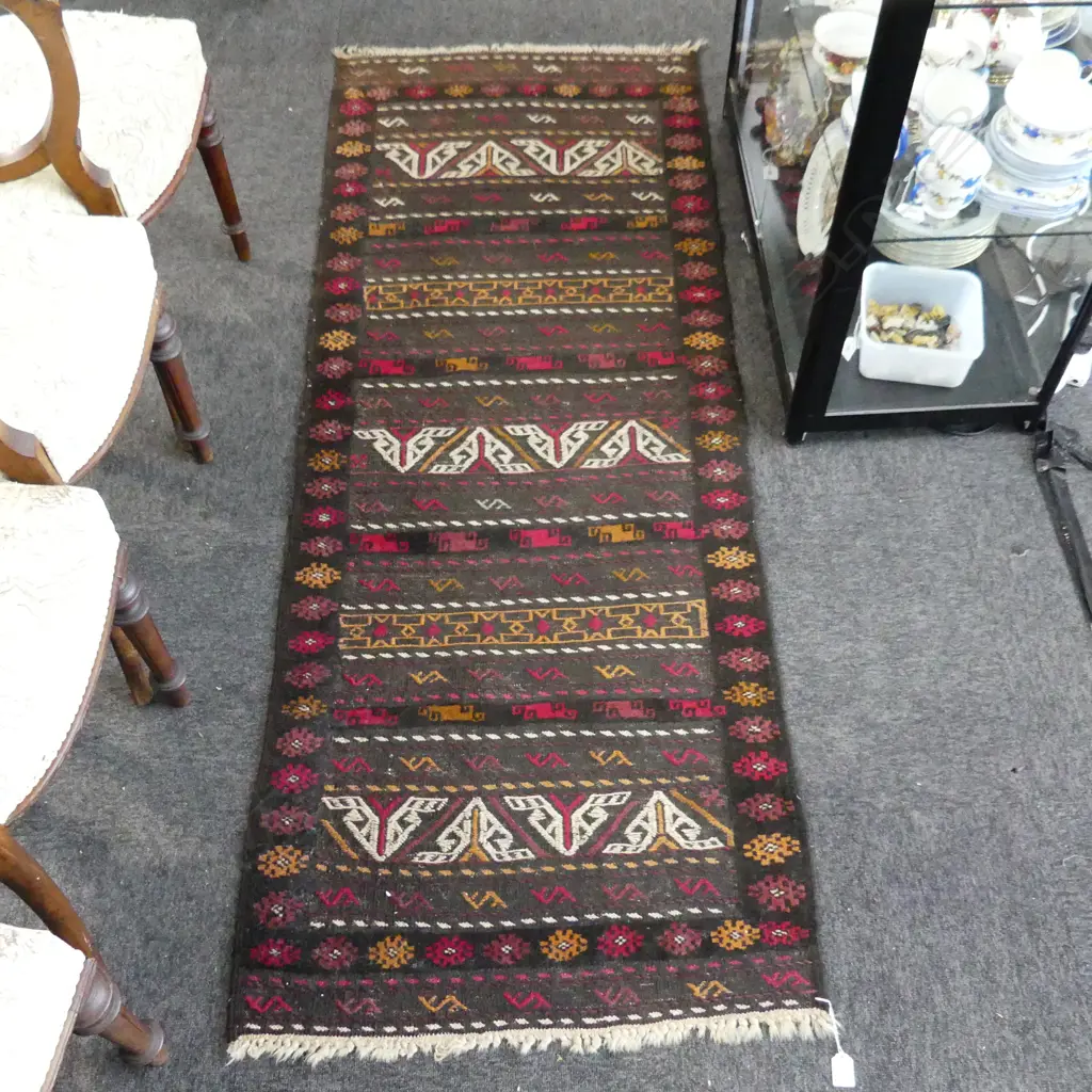 HAND KNOTTED ALL WOOL RUG 1850x700mm Image 1++