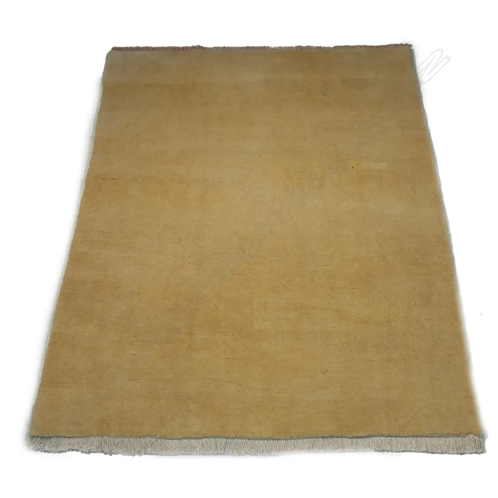 HANDKNOTTED PALE MUSTARD COLOURED GHABI RUG, 1550 x 1230mm Image 1++