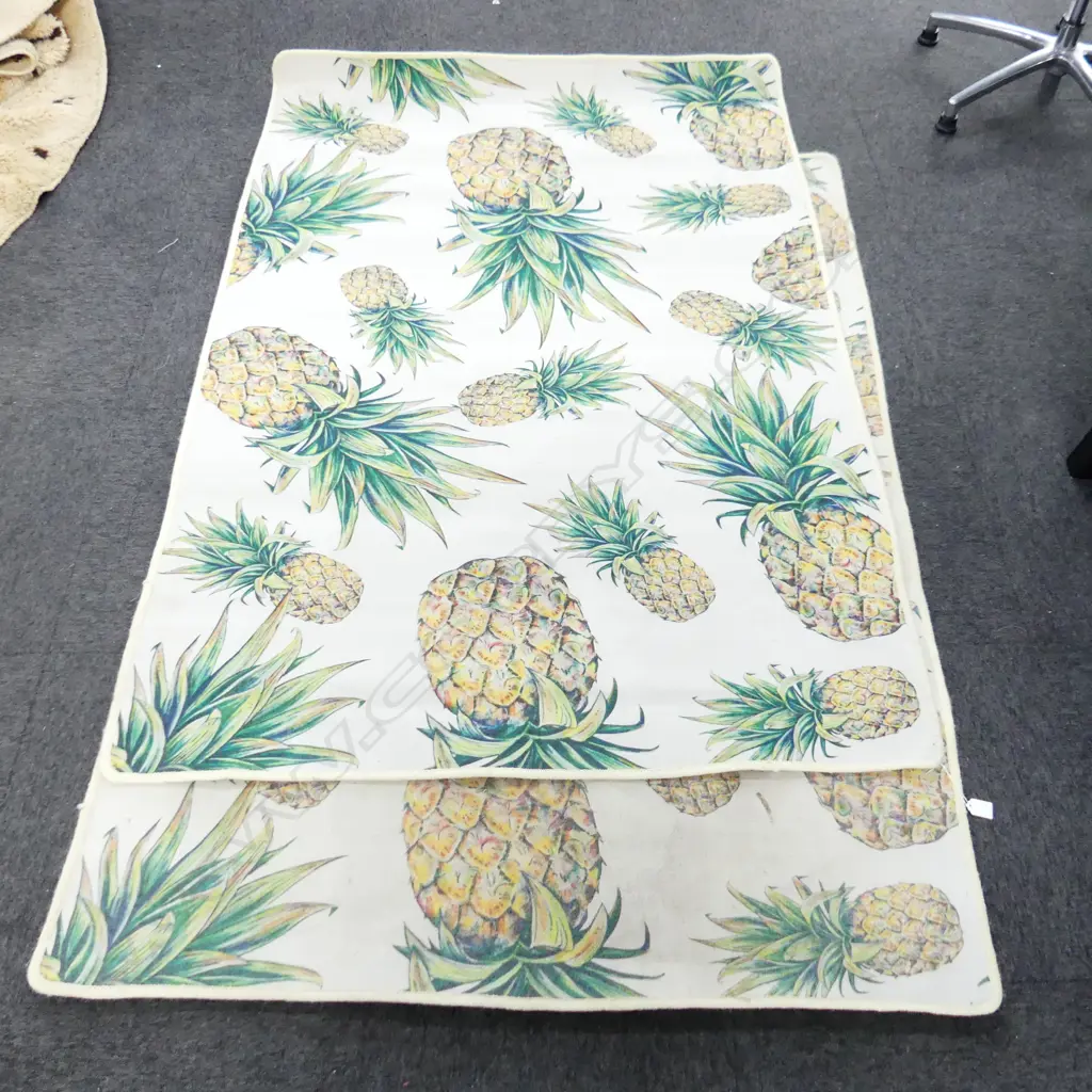 2 RUGS - PINEAPPLE PRINT ON CANVAS Image 1++